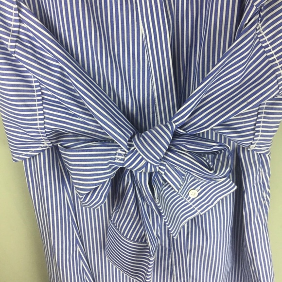 NWT Derek Lam Deconstructed Striped Tie Front Blue Cotton Shirt Dress Size 8 - Picture 11 of 14